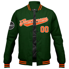 Custom Varsity Jacket Letterman Jacket For Men, Women And Youth Dark Green Orange