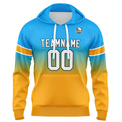 Custom Gradient Hoodie For Man Woman Girl Boy Print Your Logo Name Number Light Blue Orange