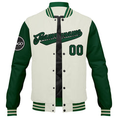 Custom Varsity Jacket Letterman Jacket For Men, Women And Youth Green Cream