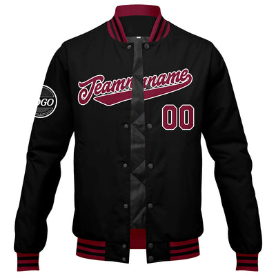 Custom Varsity Jacket Letterman Jacket For Men, Women And Youth Crimson Black