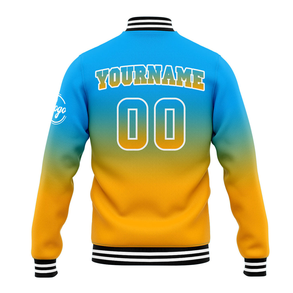 Custom Varsity Jacket Letterman Jacket For Men, Women And Youth Light Blue&Orange