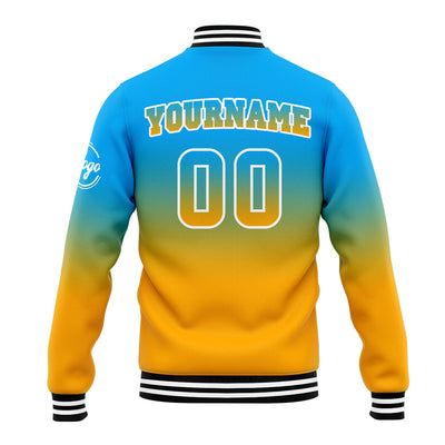 Custom Varsity Jacket Letterman Jacket For Men, Women And Youth Light Blue&Orange