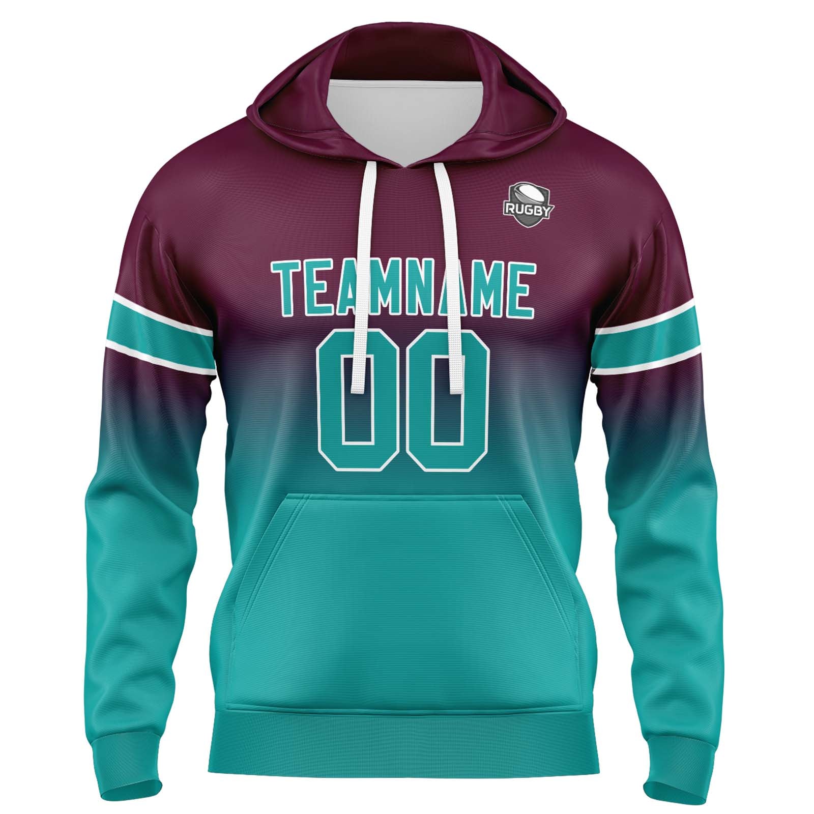 Custom Gradient Hoodie For Man Woman Girl Boy Print Your Logo Name Number Burgundy Teal