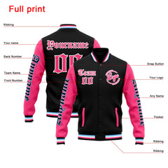 Custom Varsity Jacket Letterman Jacket For Men, Women And Youth Black Pink