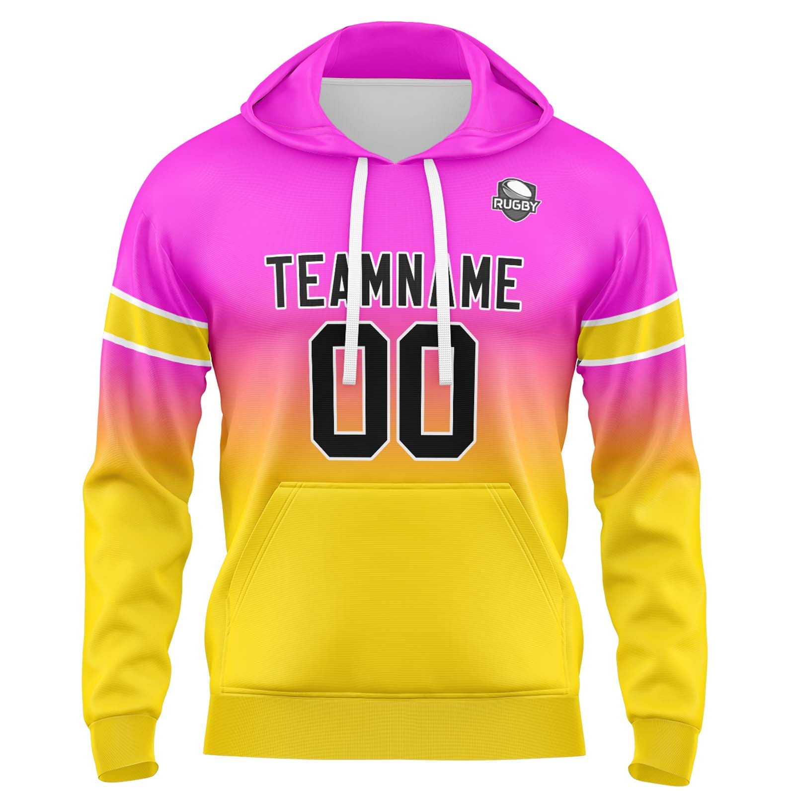 Custom Gradient Hoodie For Man Woman Girl Boy Print Your Logo Name Number Pink Yellow