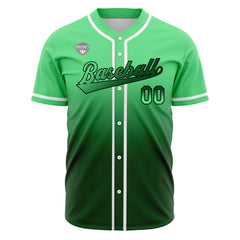 Custom Gradient Print Hip Hop Button Down Baseball Jersey Green