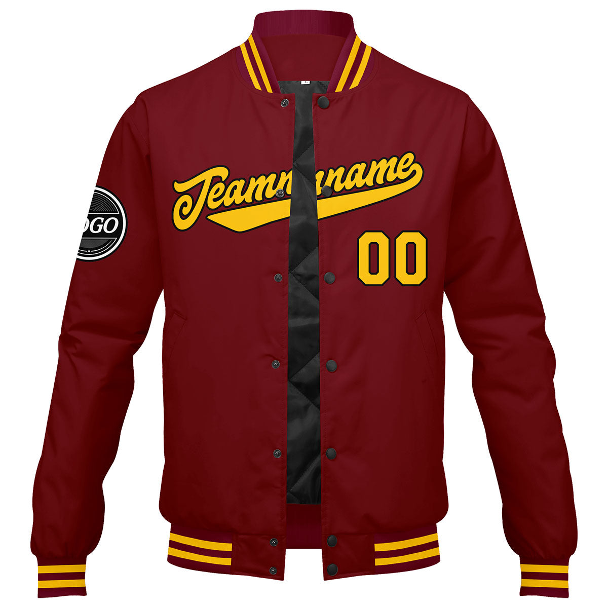 Custom Varsity Jacket Letterman Jacket For Men, Women And Youth Crimson Yellow