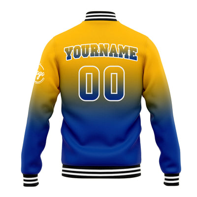 Custom Varsity Jacket Letterman Jacket For Men, Women And Youth Yellow&Blue