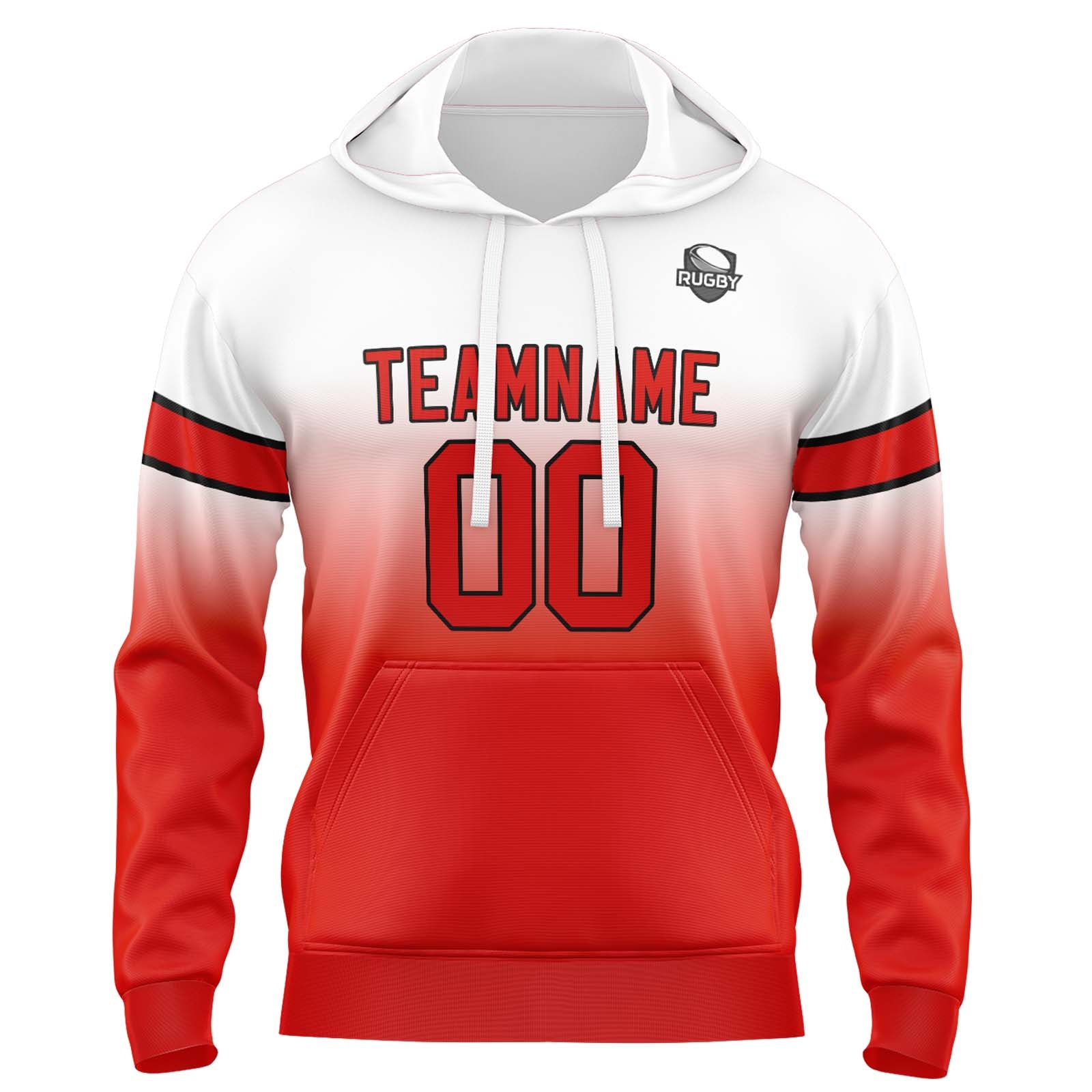 Custom Gradient Hoodie For Man Woman Girl Boy Print Your Logo Name Number White Red