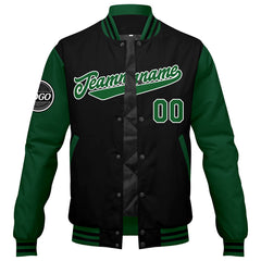 Custom Varsity Jacket Letterman Jacket For Men, Women And Youth Green Black