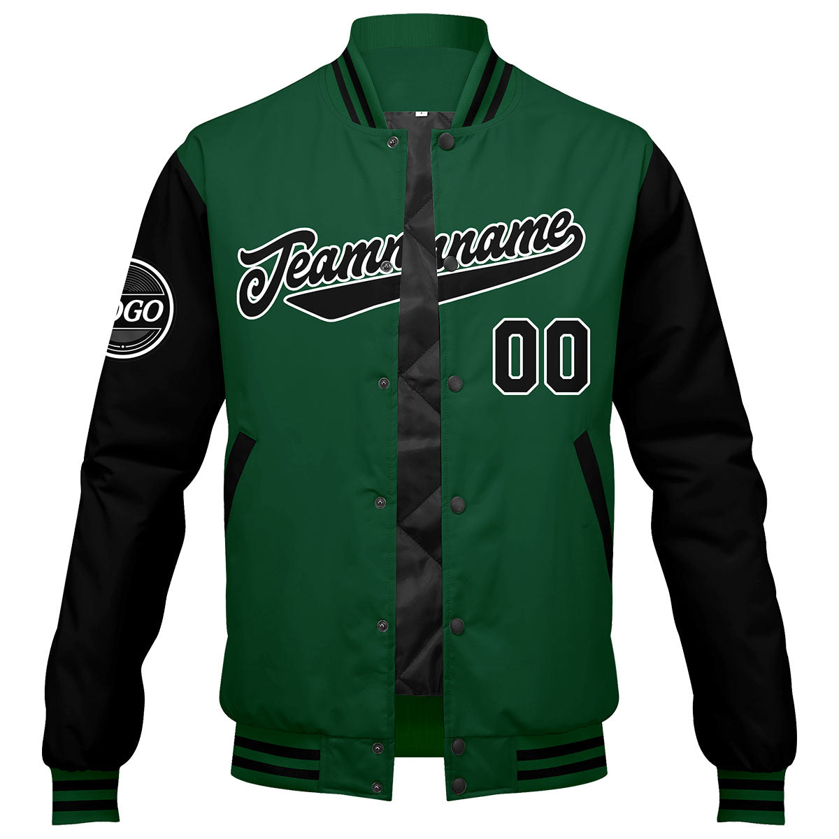 Custom Varsity Jacket Letterman Jacket For Men, Women And Youth Green Black