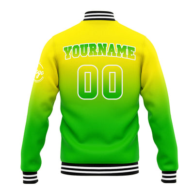 Custom Varsity Jacket Letterman Jacket For Men, Women And Youth Yellow&Green