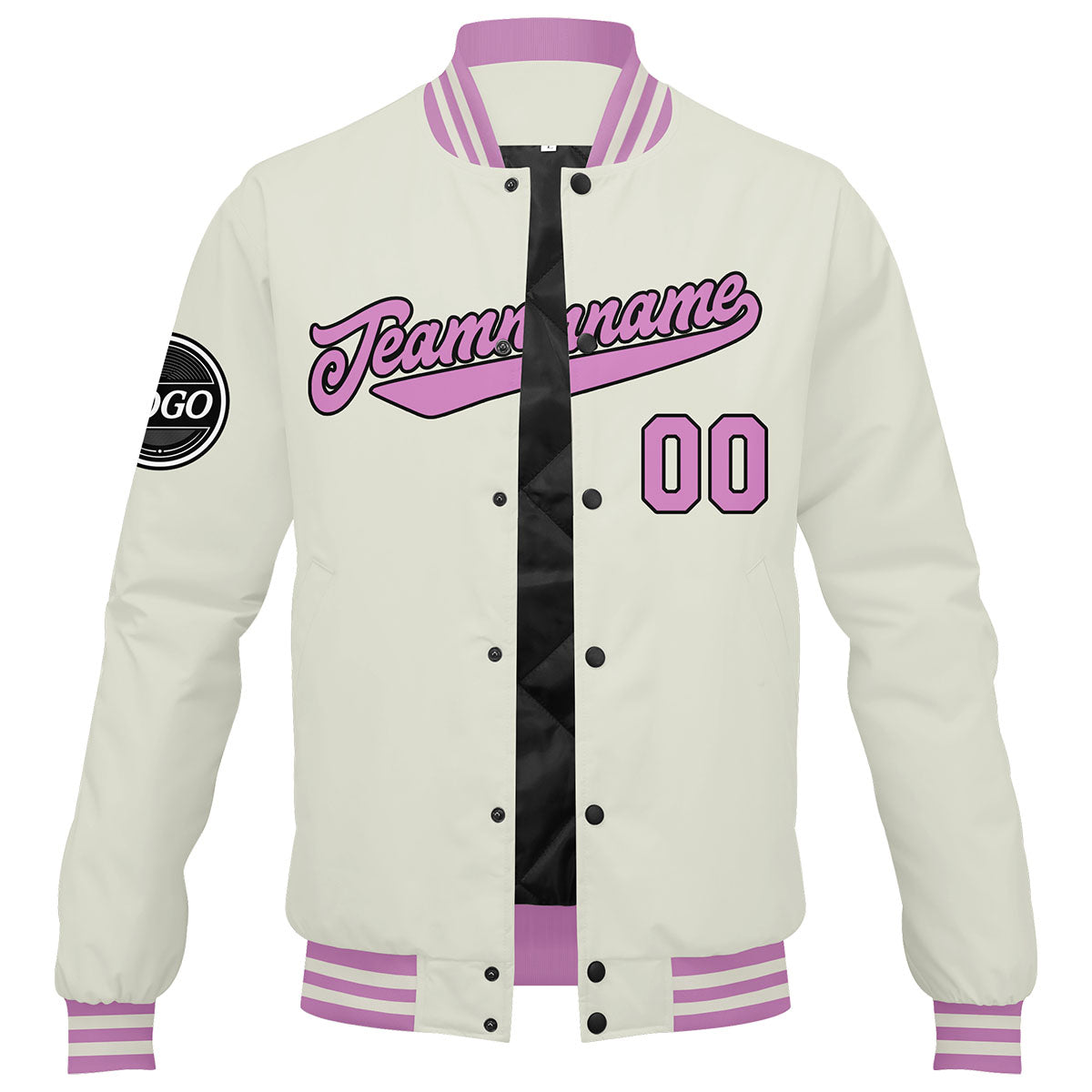 Custom Varsity Jacket Letterman Jacket For Men, Women And Youth Cream Pink