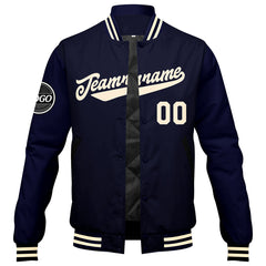 Custom Varsity Jacket Letterman Jacket For Men, Women And Youth Navy Cream