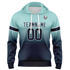 Custom Gradient Hoodie For Man Woman Girl Boy Print Your Logo Name Number Light Teal Navy