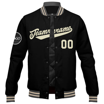 Custom Varsity Jacket Letterman Jacket For Men, Women And Youth Grey Black Cream