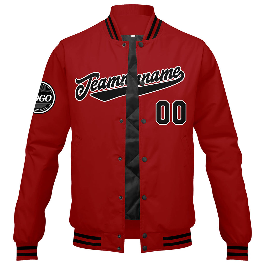 Custom Varsity Jacket Letterman Jacket For Men, Women And Youth Red Black