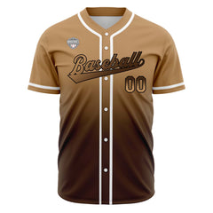 Custom Gradient Print Hip Hop Button Down Baseball Jersey Brown