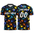 Custom Splash Skull-Blue&Yellow T-Shirts for Sports Fans, Personalized Name and Number