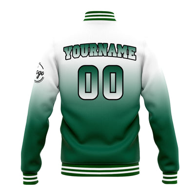 Custom Varsity Jacket Letterman Jacket For Men, Women And Youth White&Green