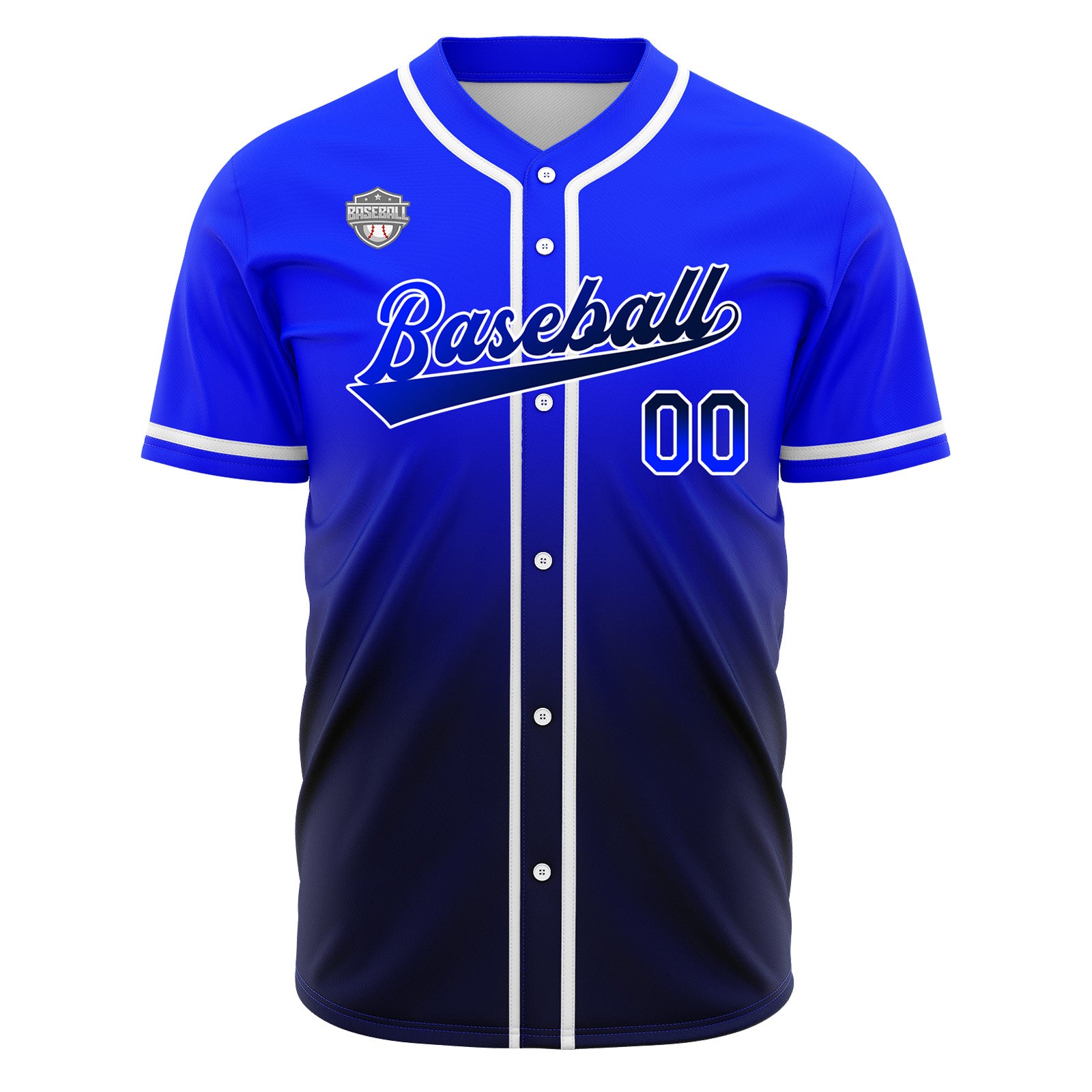 Custom Gradient Print Hip Hop Button Down Baseball Jersey Royal&Navy