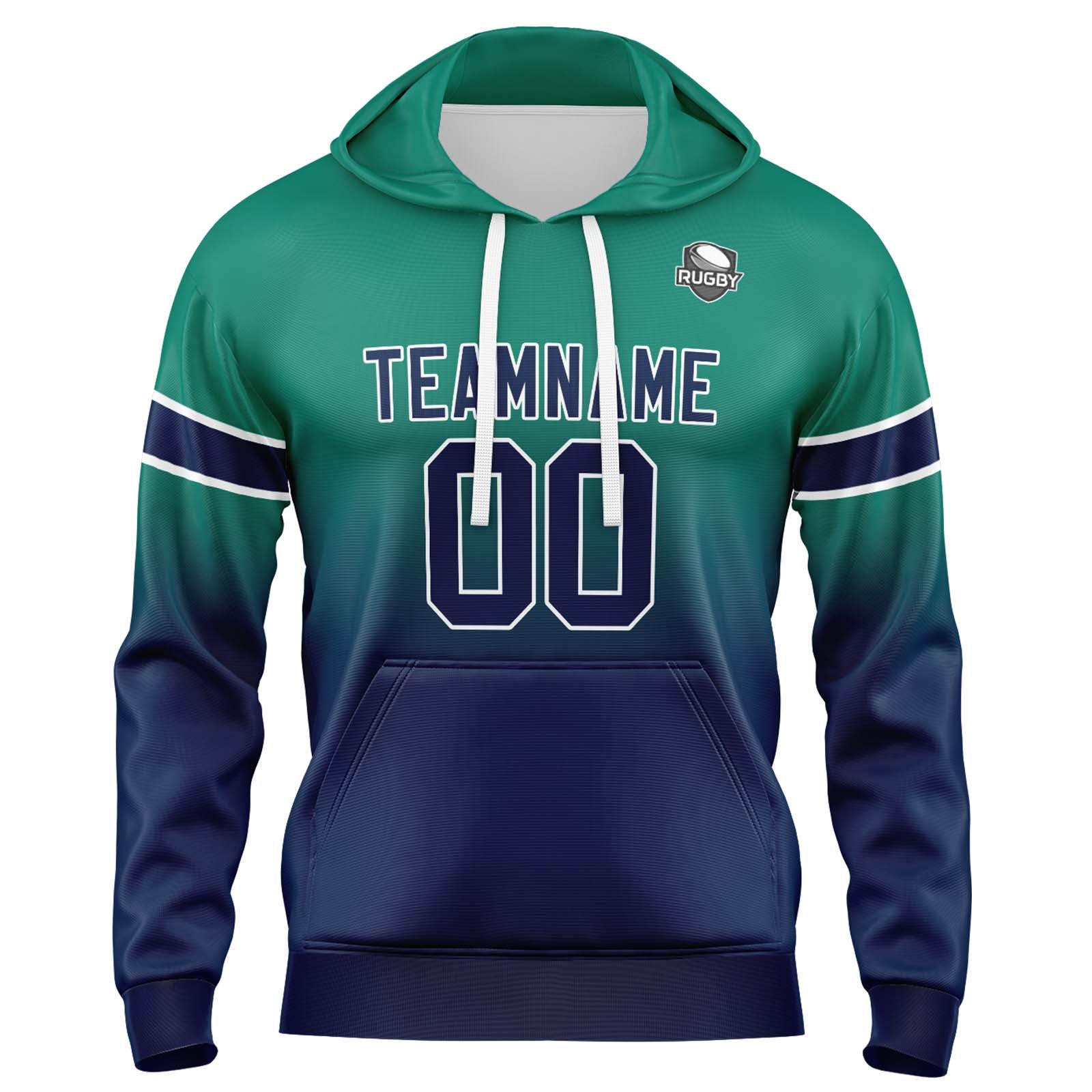 Custom Gradient Hoodie For Man Woman Girl Boy Print Your Logo Name Number Green Navy