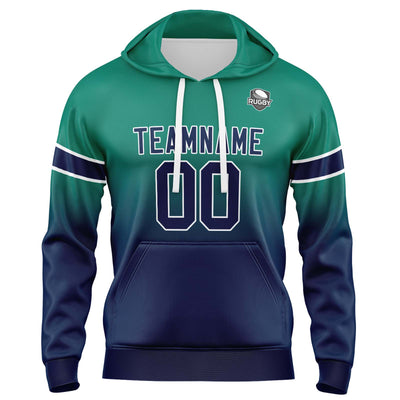 Custom Gradient Hoodie For Man Woman Girl Boy Print Your Logo Name Number Green Navy