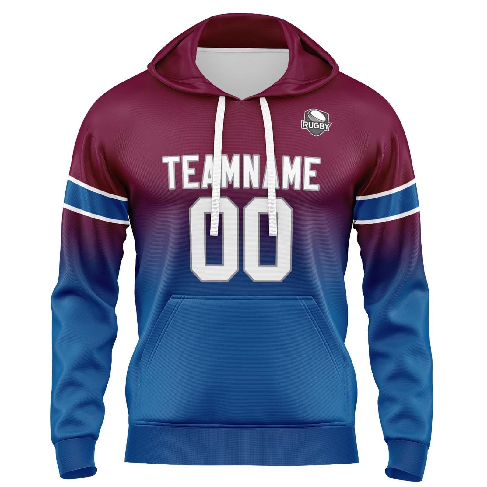 Custom Gradient Hoodie For Man Woman Girl Boy Print Your Logo Name Number Burgundy Blue