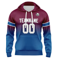 Custom Gradient Hoodie For Man Woman Girl Boy Print Your Logo Name Number Burgundy Blue