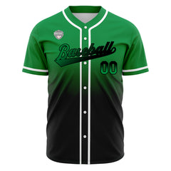 Custom Gradient Print Hip Hop Button Down Baseball Jersey Green&Black