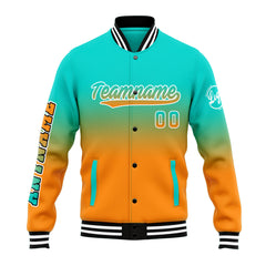 Custom Varsity Jacket Letterman Jacket For Men, Women And Youth Teal&Orange