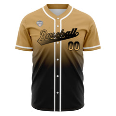 Custom Gradient Print Hip Hop Button Down Baseball Jersey Gold&Black