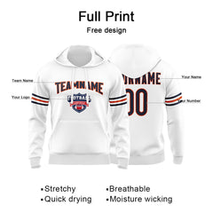 Custom Sweatshirt Hoodie For Men Women Girl Boy Print Your Logo Name Number White&Navy&Orange