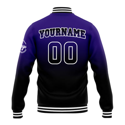 Custom Varsity Jacket Letterman Jacket For Men, Women And Youth Purple&Black
