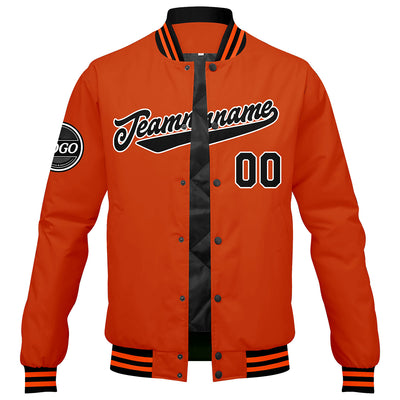 Custom Varsity Jacket Letterman Jacket For Men, Women And Youth Black Orange