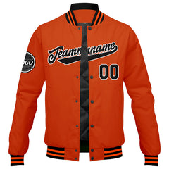 Custom Varsity Jacket Letterman Jacket For Men, Women And Youth Black Orange