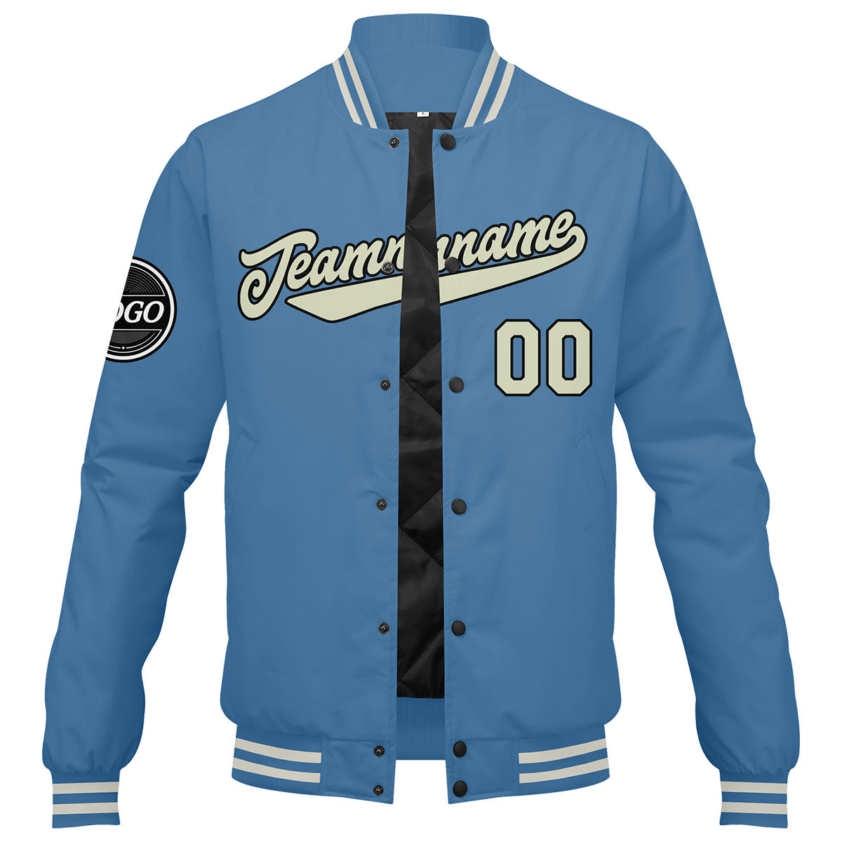 Custom Varsity Jacket Letterman Jacket For Men, Women And Youth Light Blue Cream