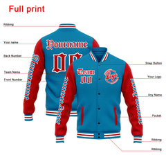 Custom Varsity Jacket Letterman Jacket For Men, Women And Youth Blue Red