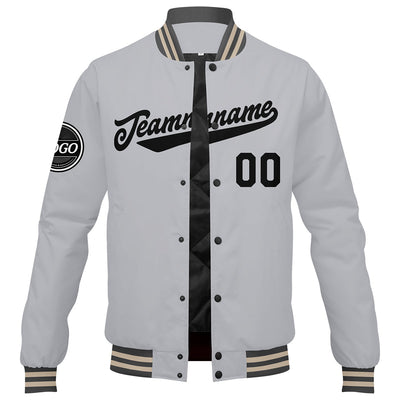 Custom Varsity Jacket Letterman Jacket For Men, Women And Youth Grey Black
