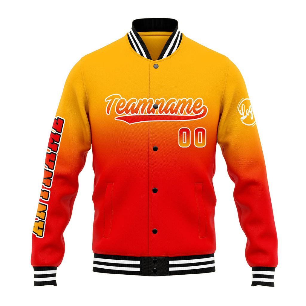 Custom Varsity Jacket Letterman Jacket For Men, Women And Youth Light Orange&Red