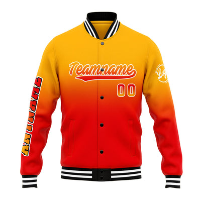 Custom Varsity Jacket Letterman Jacket For Men, Women And Youth Light Orange&Red