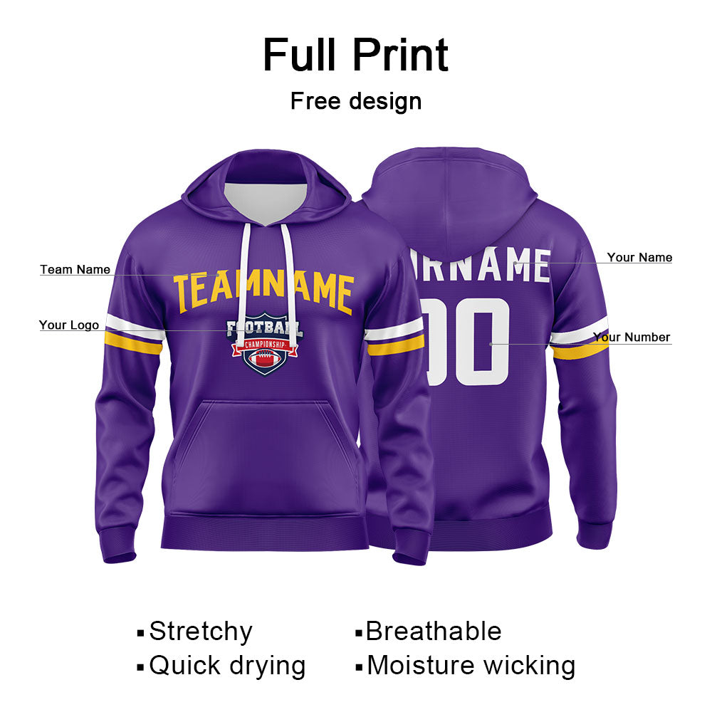 Custom Sweatshirt Hoodie For Men Women Girl Boy Print Your Logo Name Number Purple&White&Yellow