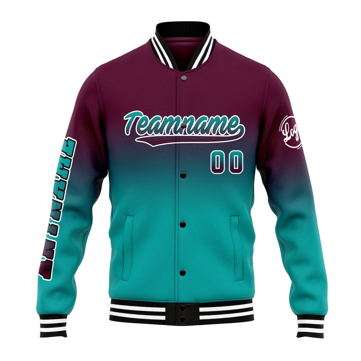 Custom Varsity Jacket Letterman Jacket For Men, Women And Youth Burgundy&Teal