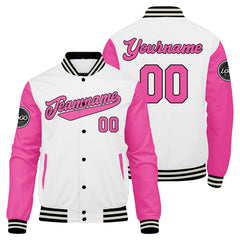 Custom Varsity Jacket Letterman Jacket For Men, Women And Youth Pink