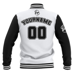 Custom Black White Waterproof Varsity Jackets Personalized Stitched Name Number Logo to Letterman Jackets