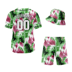 Custom Hawaiian Baseball Jersey and Shorts Set 2 Pieces Print Beach Suit with adults and kid for Bucket Hats