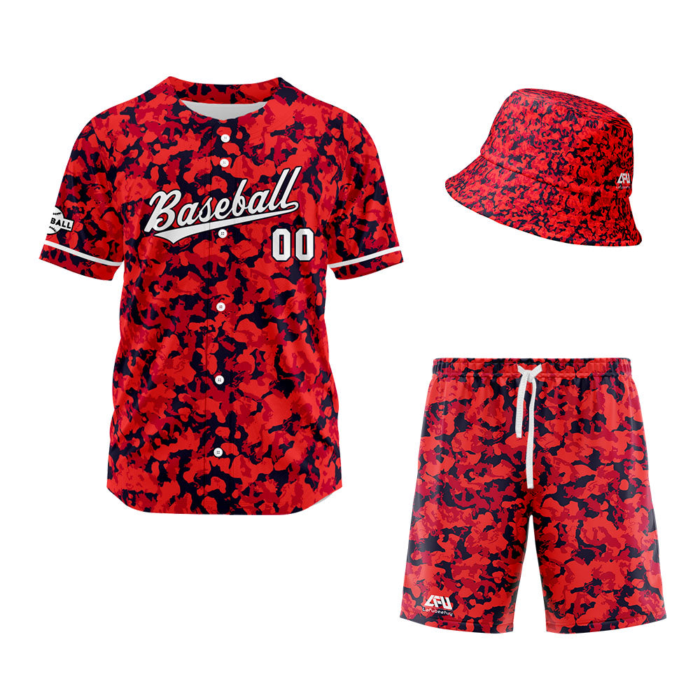 Custom Hawaiian Baseball Jersey and Shorts Set 2 Pieces Print Beach Suit with adults and kid for Bucket Hats