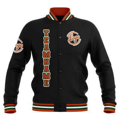 Custom Black Orange Green  Waterproof Varsity Jackets Personalized Stitched Name Number Logo to Letterman Jackets