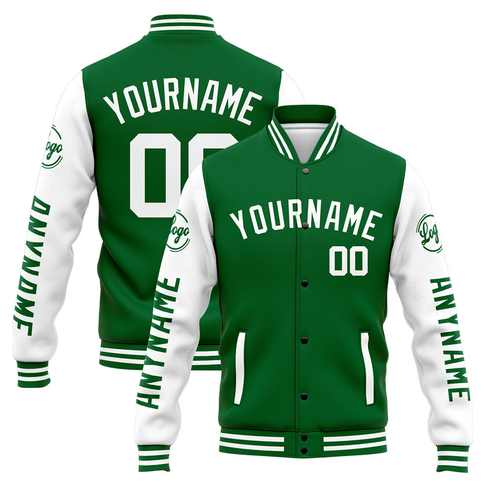 Custom Varsity Jacket Letterman Jacket For Men, Women And Youth Green White