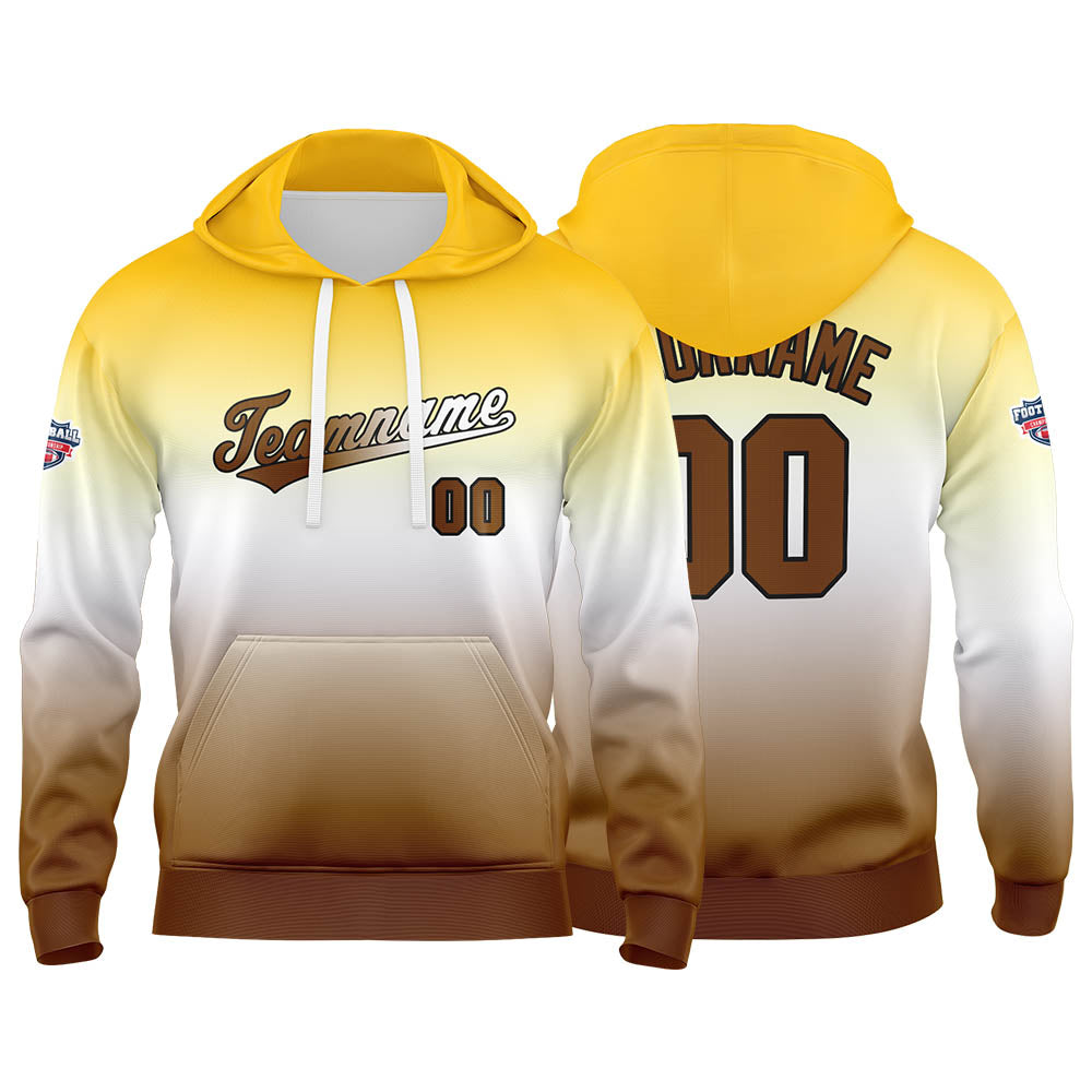 Custom Sweatshirt Hoodie For Man Woman Girl Boy Print Your Logo Name Number Yellow White